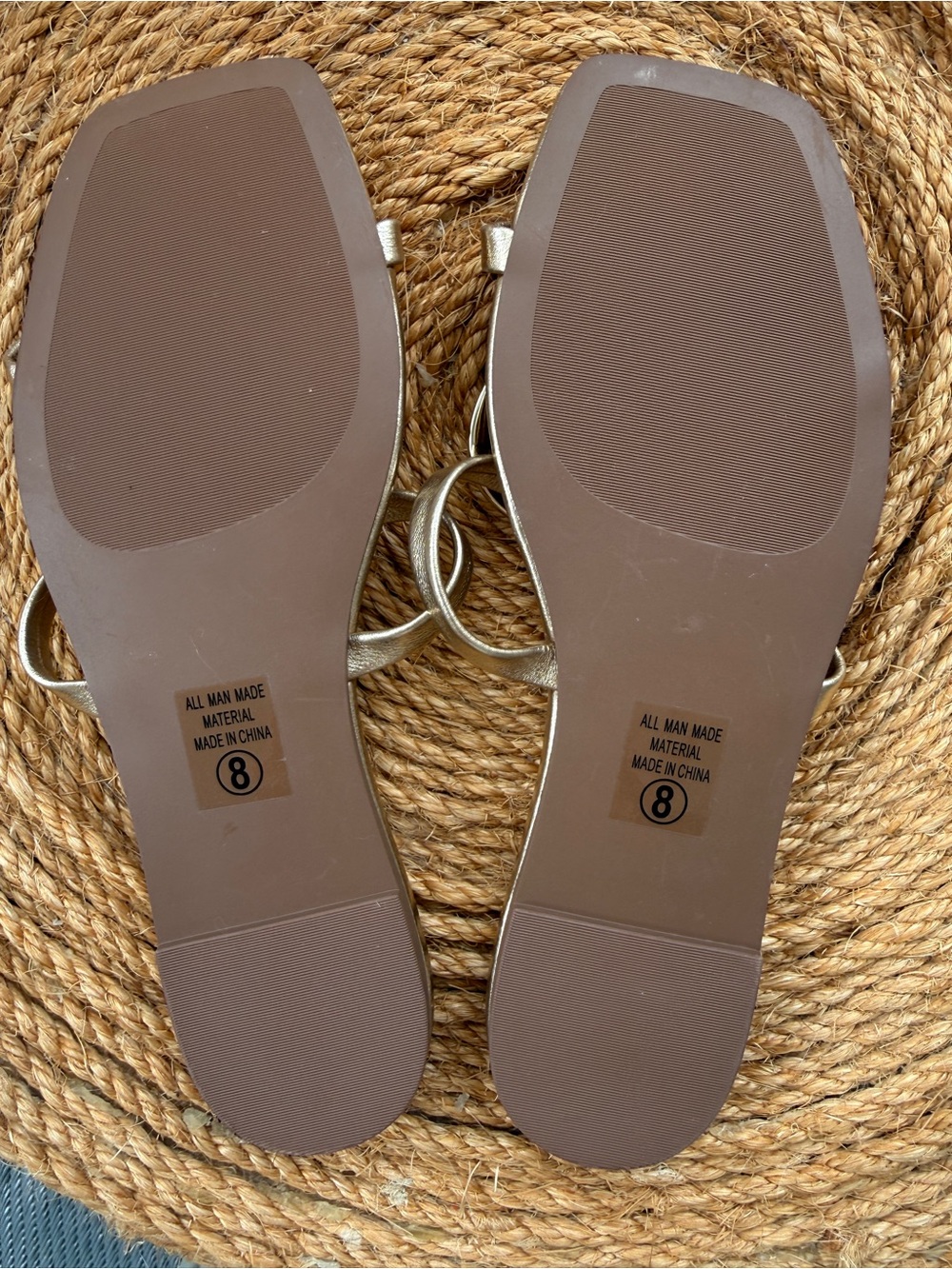 Gold Metallic Slide Sandals with Sculpted Accent - Picture 7 of 7